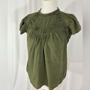 LOFT Olive Ruffle Detail Blouse